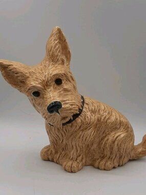 Vintage Ceramic Hand Painted Scottish Scottie Terrier Dog Figure 9 1/2 Inch Long